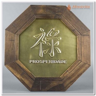 Quadro Aplique em Cobre Alto Relevo Ideograma prosperidade