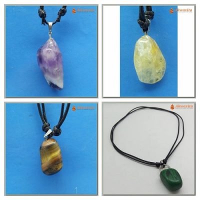 Pingentes Pedras Roladas Diversas Cordão Preto Regulável-Lj