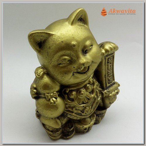 Gato Manekineko Kit 4 Und Atrai Dinheiro Prosperidade Fortuna Maneki Neko  Gatinha Da Sorte