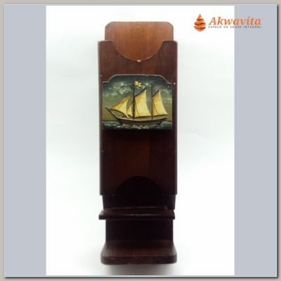 Porta incenso de madeira com Desenho de Navio de parede