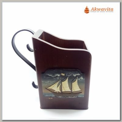 Porta incenso de madeira com Desenho de Navio de Mesa