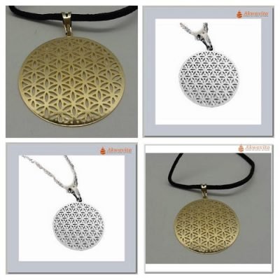 Gargantilha Flor da Vida Geometria Sagrada Ouro Prata-N.Tempo