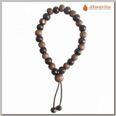 Pulseira Japamala 27 Contas de Madeira Clara e Escura