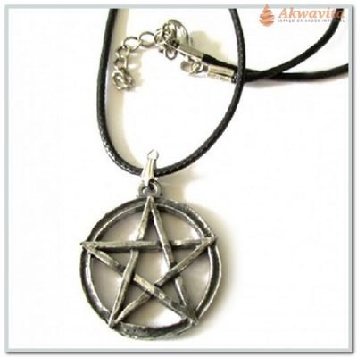 Colar com Pentagrama Metal Escuro cordão Proteção- N.Tempo
