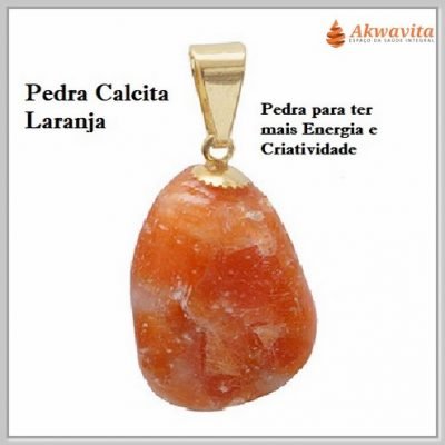 Pingente Pedra Rolada Calcita Laranja Abre Caminhos- N. Tempo