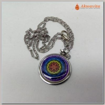 Corrente Aço Inox e Pingente Mandala dos Chakras- N. Tempo
