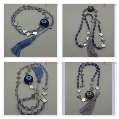 Pendente Fio de Luz Olho Grego 80cm Azul ou Lilás