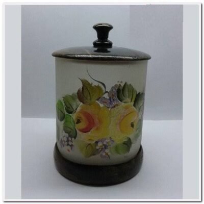 Porta Bombom Vidro Pintado Tampa de Madeira