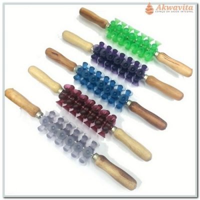 Rolo Massagem Turbinada Silicone Cabo de Madeira-Roloplastic