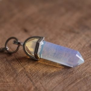 Pêndulo de Cristal Opalina Biterminado Sextavado
