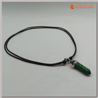 Cordão Pêndulo Pedra Malaquita Biterminado Sextavada