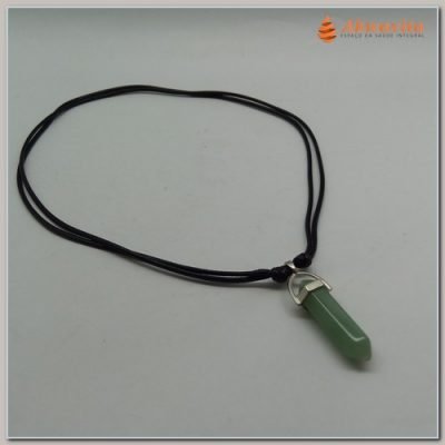 Cordão Pêndulo Pedra Quartzo Verde Biterminado Sextavada