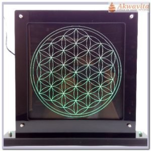 Luminária Flor da Vida Verde Acrílico e MDF Preto