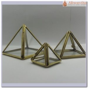 Trio de Pirâmide Vidro e Metal com Portinhola
