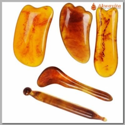 GuaShá em Resina Marrom Facial Corporal 
