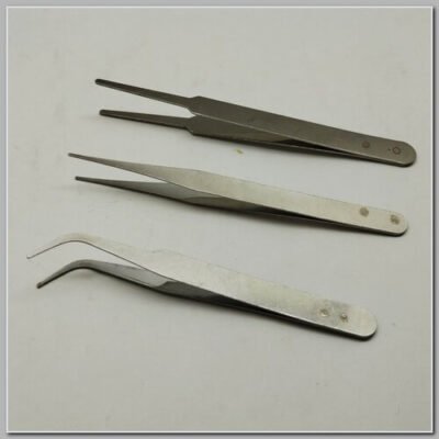 Pinça Kit Instrumental Ponta Curva Reta e Fina 11cm