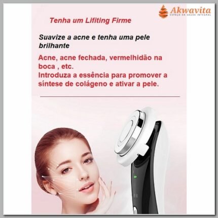 Estética Facial Luz Led e Ultrassom Portátil Lifting e Limpeza