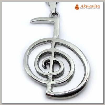 Pingente Cho ku rei Símb Reiki Nível I Proteção Prateado-N.Tempo