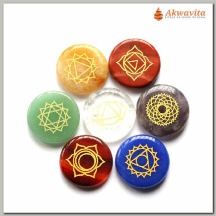 kit de Pedras dos Chakras com as Mandalas deles 7 pedras 25mm