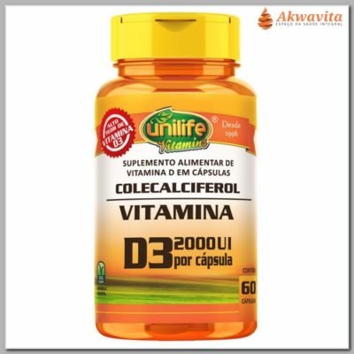 Vitamina D3 Colecalciferol 2000UI Saúde Ossos 60 cap