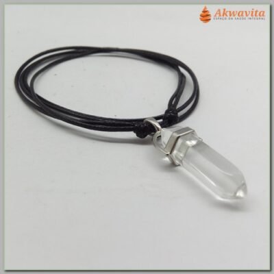 Cordão Pêndulo Cristal Transparente Biterminada Sextavada