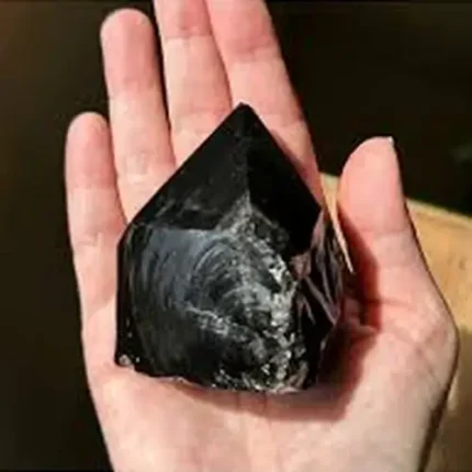 Ponta Sextavada Obsidiana Negra Extra de 90a100gr