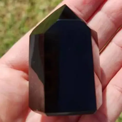 Ponta Sextavada Obsidiana Negra Extra de 90a100gr