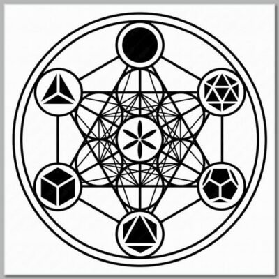 Cubo Metatron Sólidos de Platão Gráfico Radiônico PVC17cm