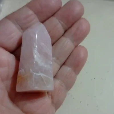 Ponta Sextavada Quartzo Rosa Extra de 40gr 5cm