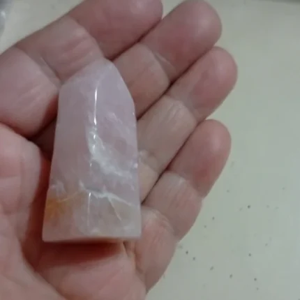 Ponta Sextavada Quartzo Rosa Extra de 40gr 5cm