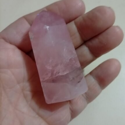 Ponta Sextavada Quartzo Rosa Extra de 45a50gr