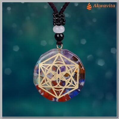 Pingente Orgonite Semente Vida Hexagramas Dourado-LJ