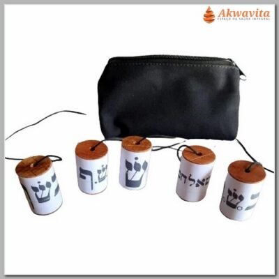 Kit de 5 Pêndulos Cabalísticos Madeira com 24 Camisas