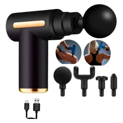 Massageador Miofascial Tipo Pistola 4 Pontas Recarregável