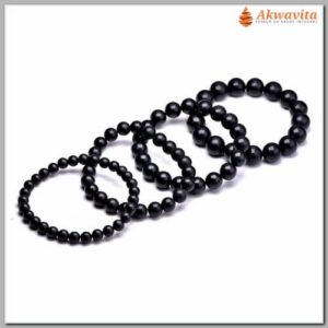 Pulseira Pedra Shungita conta 6mm com Elástico 19cm