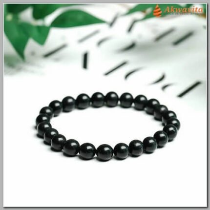Pulseira Pedra Shungita conta 6mm com Elástico 19cm