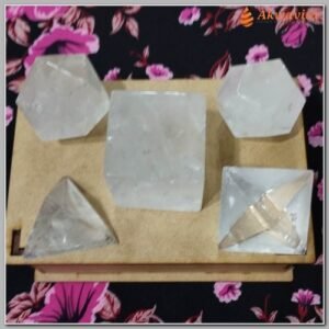 Kit Radiônico Sólidos de Platão 5 Cristais de Quartzo G4a5cm