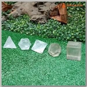 Kit Radiônico Sólidos de Platão 5 Cristais de Quartzo G4a5cm