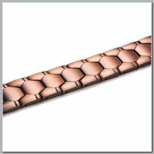 Pulseira de Cobre Unissex flexível duas fileiras Magnéticas