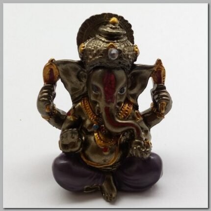 Ganesh Resina Bronzeado Cor Variada Prosperidade 5 cm