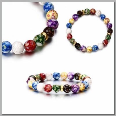 Pulseira Energética dos Chakras Equilíbrio 7 bolas Peq Resina.