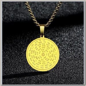 Pingente 72 Nomes de Deus Proteção Conexão 25mm Dourado