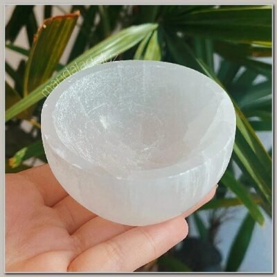Pedra Selenita Formato de Tigela Diâmetro 7x3cm Limpeza