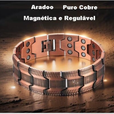 Pulseira de Cobre Puro Aradoo Masculina Magnética Regulável