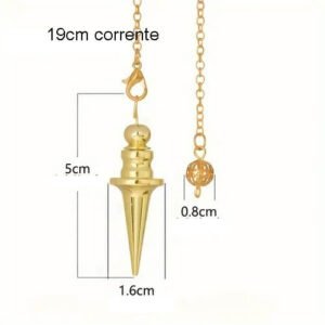 Pêndulo Cônico Metal Dourado Precisão Elegante Radiestesia