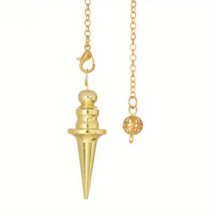Pêndulo Cônico Metal Dourado Precisão Elegante Radiestesia