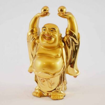 Estátua de Buda da Riqueza e Saúde Dourado 10cm