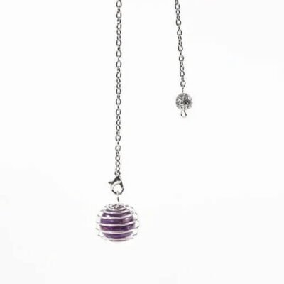 Pêndulo Galáctico de Ametista e Espiral Prateada Transmutação