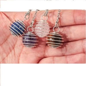 Pêndulo Galáctico de Lápis Lazuli Espiral Prateada Intuição