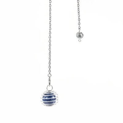 Pêndulo Galáctico de Lápis Lazuli Espiral Prateada Intuição